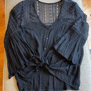 Crochet bell sleeve top